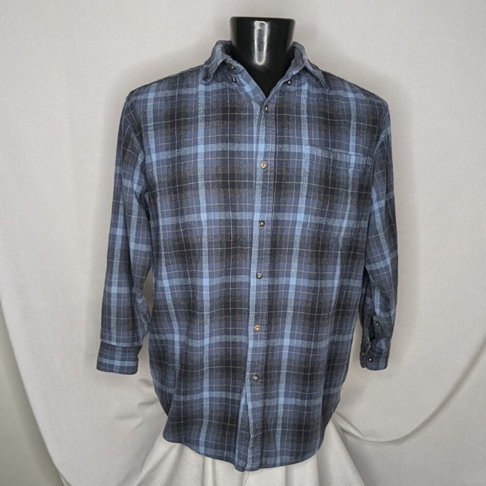 Premier International Men's Blue Plaid Casual Shirt Light XL